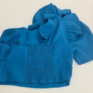 Blue Ruffled Blouse